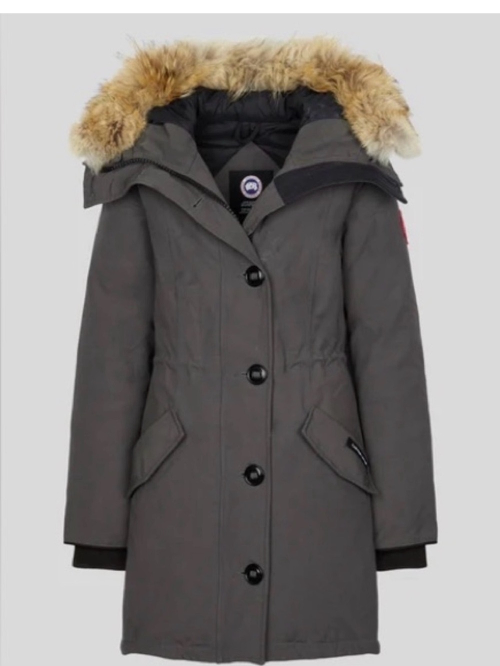 Canada Goose Women's Charcoal Fur-Trim Down Parka